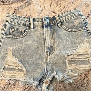 SHEIN Light Blue Distressed Jean Shorts